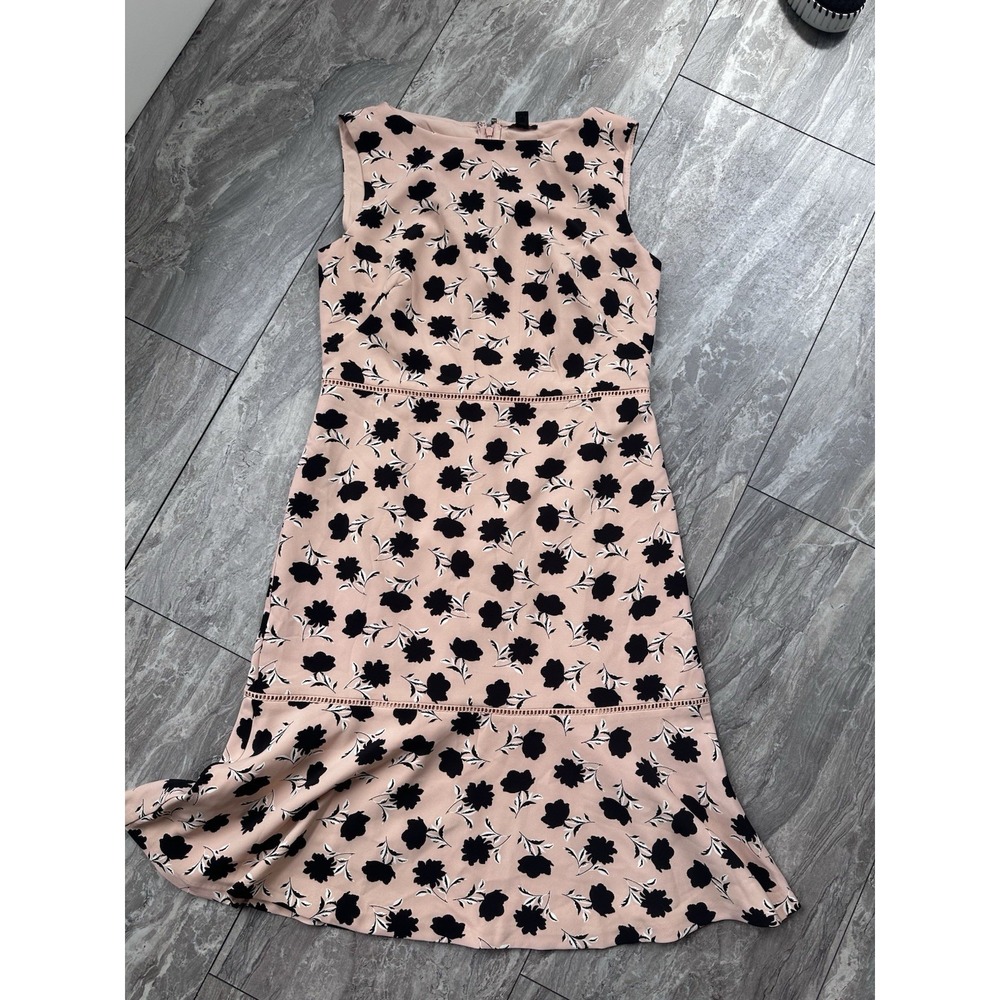 Ann Taylor pink and black floral sheath dress Size 6